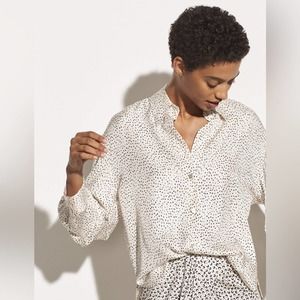 NWT Vince Ditsy Dot Long Sleeve Silk Blend Button-Up Shirt (size S)